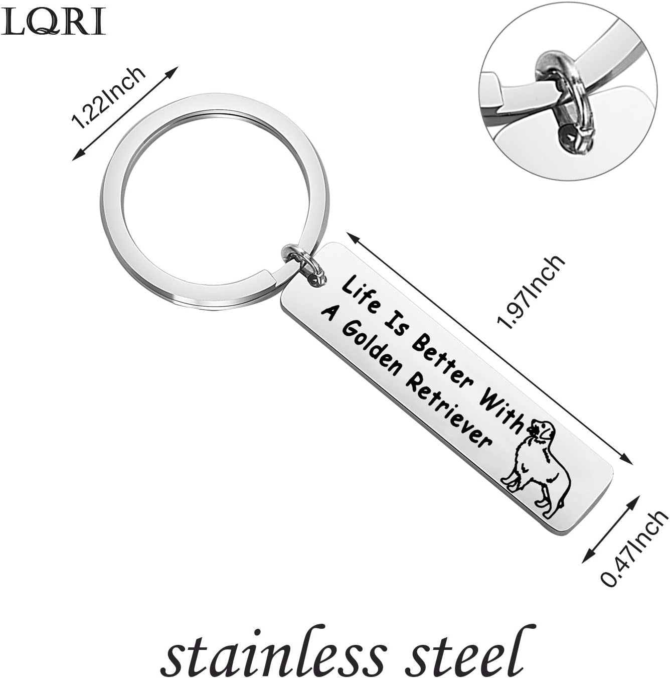 Golden Retriever Lover Gifts Dog Lover Gifts Life Is Better with a Golden Retriever Keychain Pet Jewelry Golden Retriever Dog Mom Dog Dad Gifts Dog Owner Gifts (Silver)