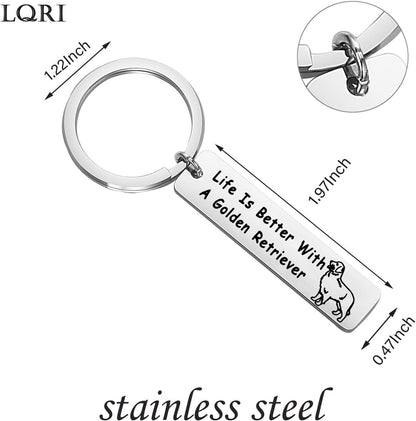 Golden Retriever Lover Gifts Dog Lover Gifts Life Is Better with a Golden Retriever Keychain Pet Jewelry Golden Retriever Dog Mom Dog Dad Gifts Dog Owner Gifts (Silver)