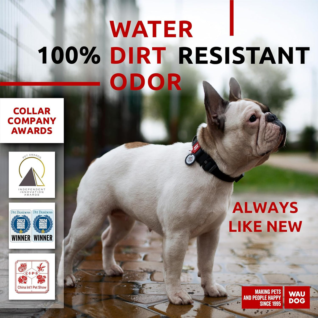 Waterproof Dog Collar - Adjustable Dog Collar for Large Dogs, Small and Medium Dogs - Heavy Duty Dog Collars with Durable Metal Clasp and QR Dog Tag - Boy &amp; Girl Dog Collars (Black)