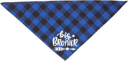2 Pack Big Sister Brother Dog Bandana Buffalo Plaid Triangle Dog Scarf Pregnancy Announcement Bandana for Small Medium Large Dogs Pets (Big Brother)