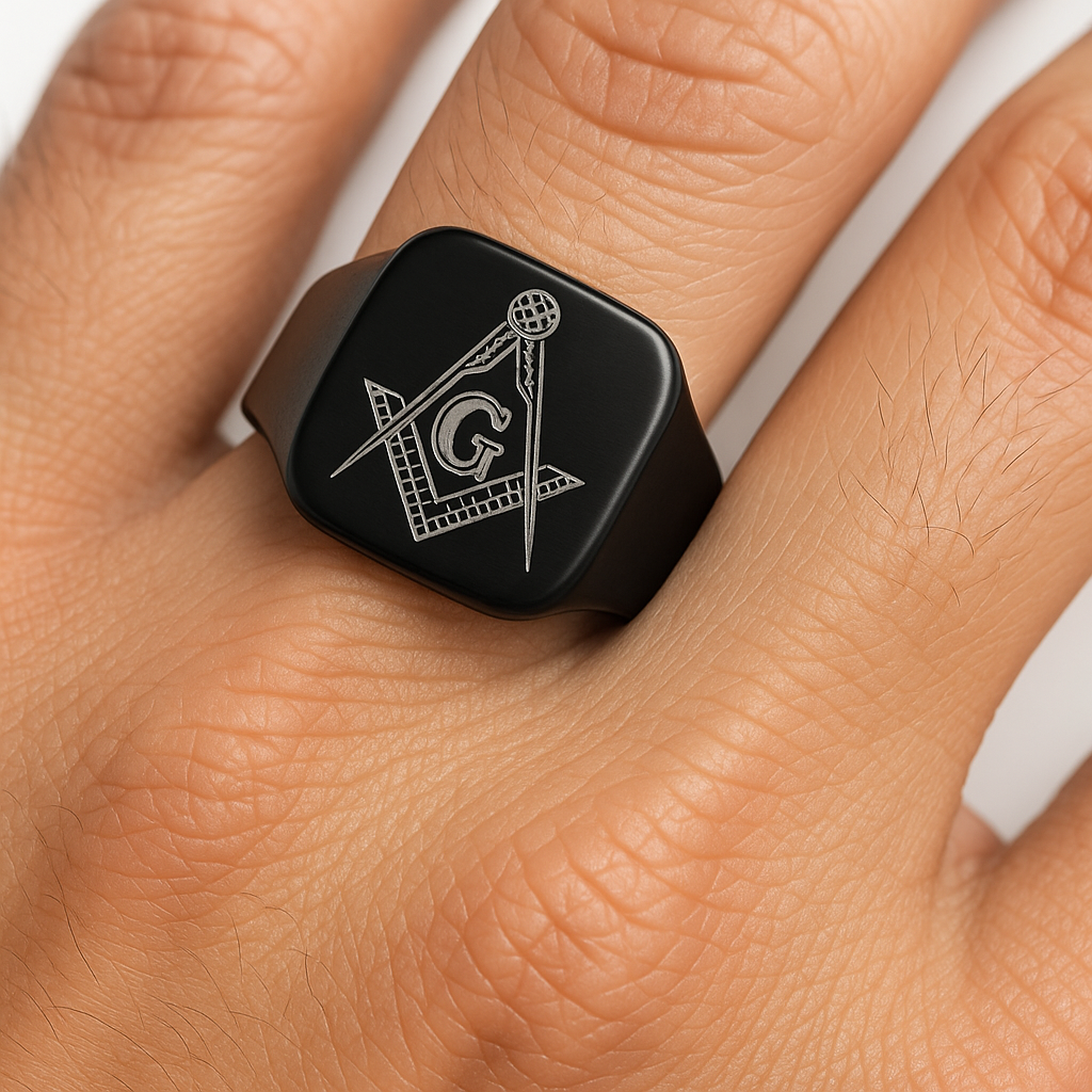 Custom Masonic Ring – Personalized Stainless Steel Freemason Signet Ring for Men
