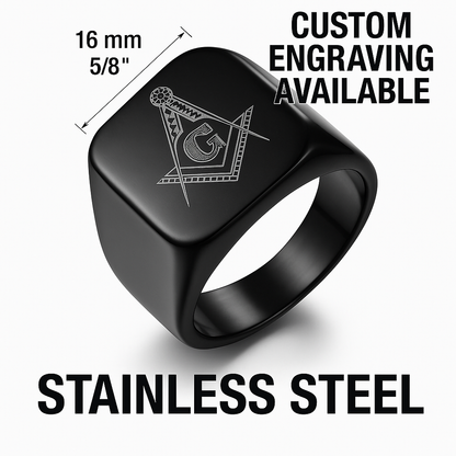 Custom Masonic Ring – Personalized Stainless Steel Freemason Signet Ring for Men