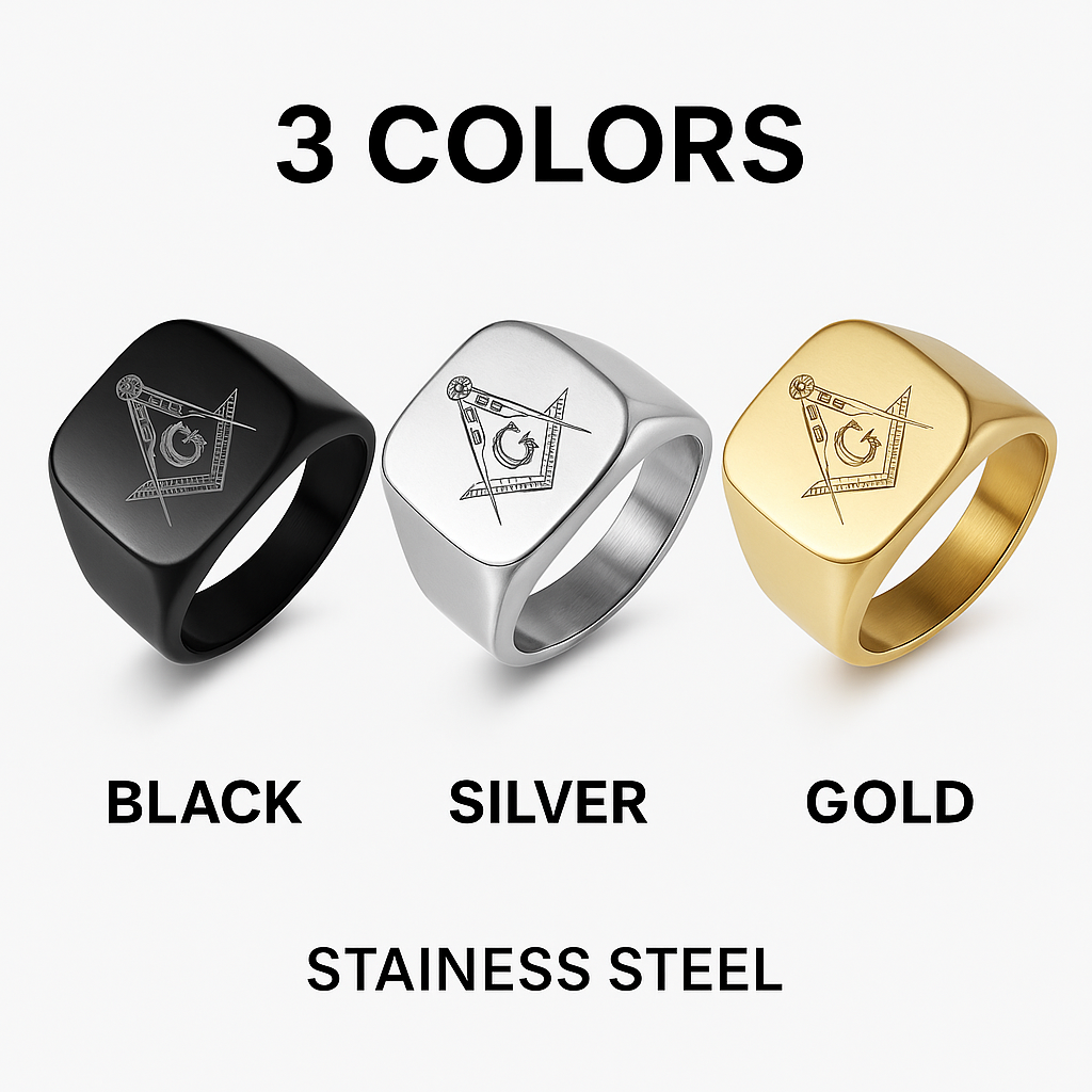 Custom Masonic Ring – Personalized Stainless Steel Freemason Signet Ring for Men