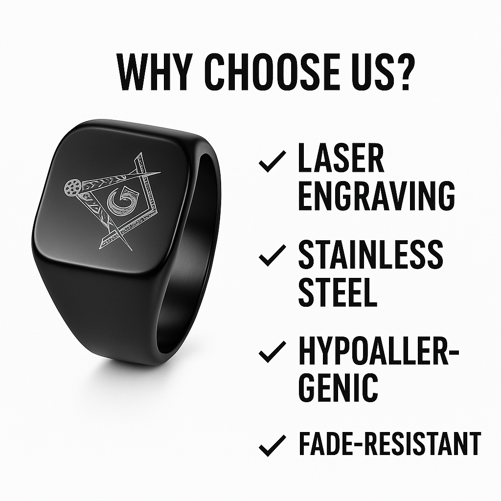 Custom Masonic Ring – Personalized Stainless Steel Freemason Signet Ring for Men