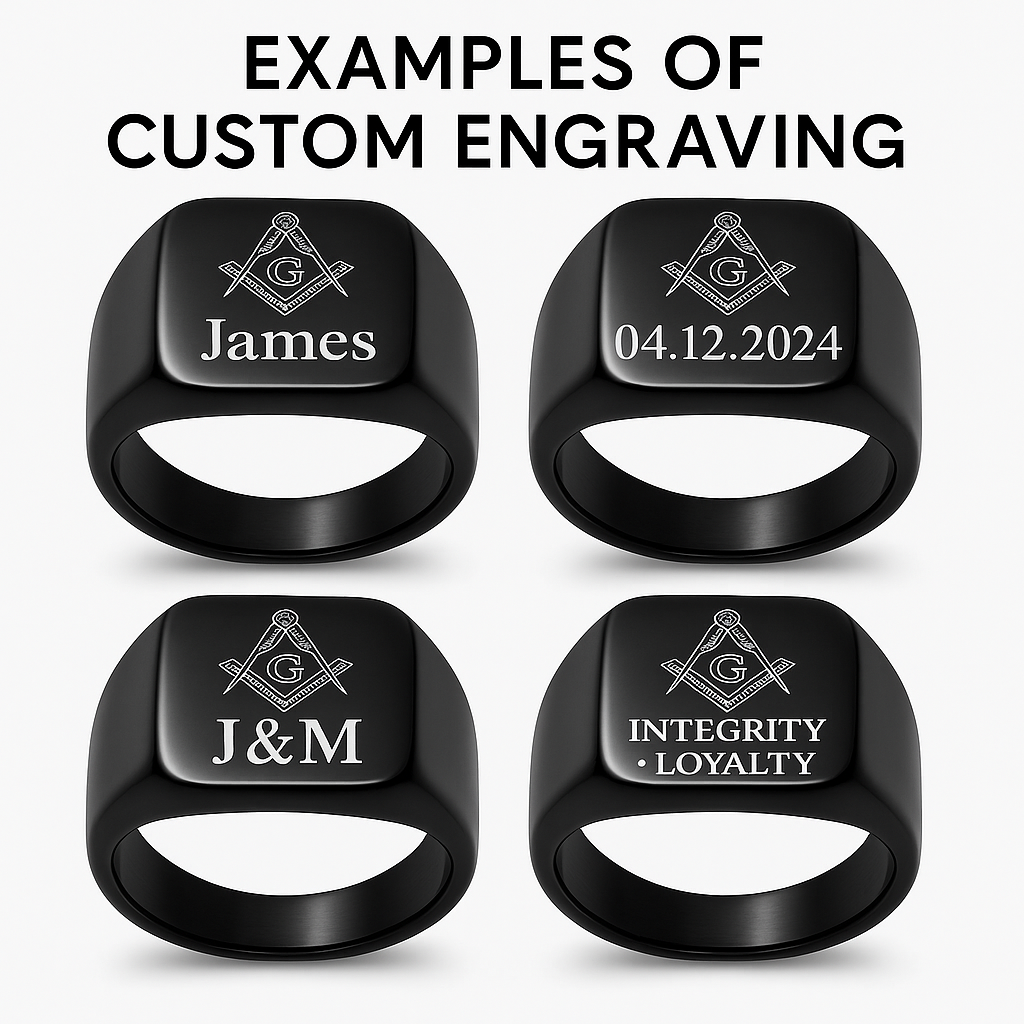 Custom Masonic Ring – Personalized Stainless Steel Freemason Signet Ring for Men