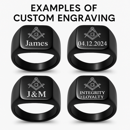 Custom Masonic Ring – Personalized Stainless Steel Freemason Signet Ring for Men