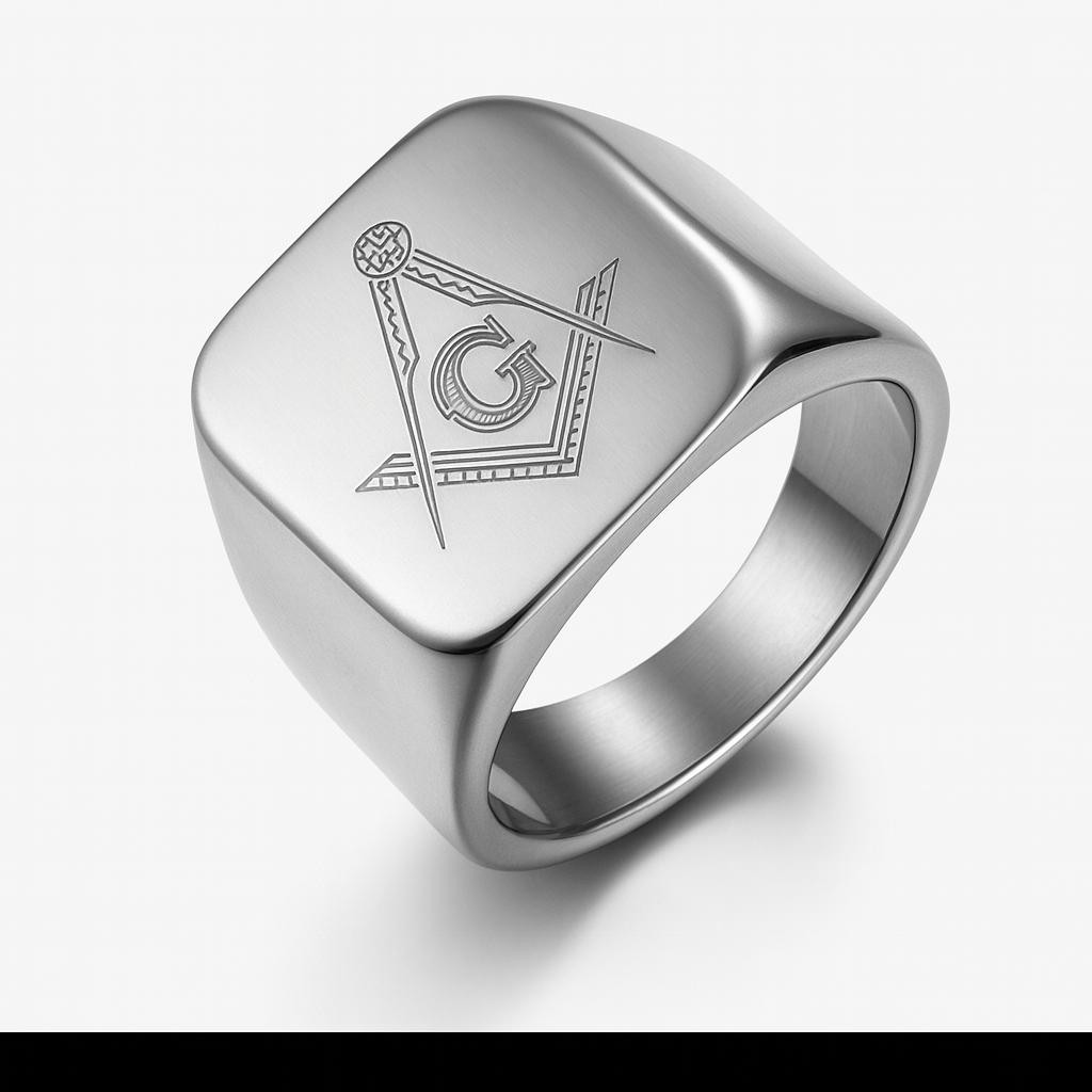 Custom Masonic Ring – Personalized Stainless Steel Freemason Signet Ring for Men