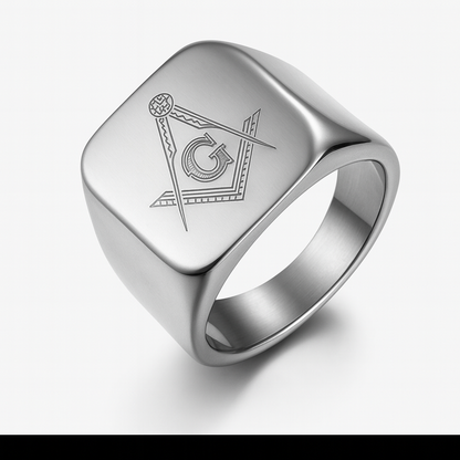 Custom Masonic Ring – Personalized Stainless Steel Freemason Signet Ring for Men