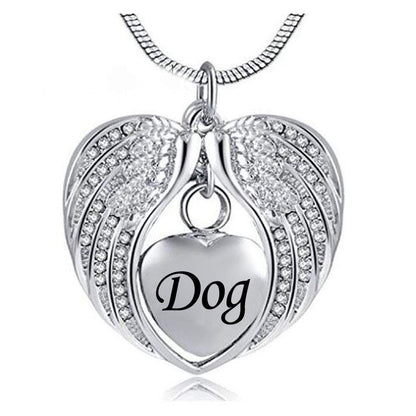 Angel Wing Dad mom Urn Necklace for Ashes, Heart Cremation Memorial Keepsake Pendant Necklace Jewelry with Fill Kit