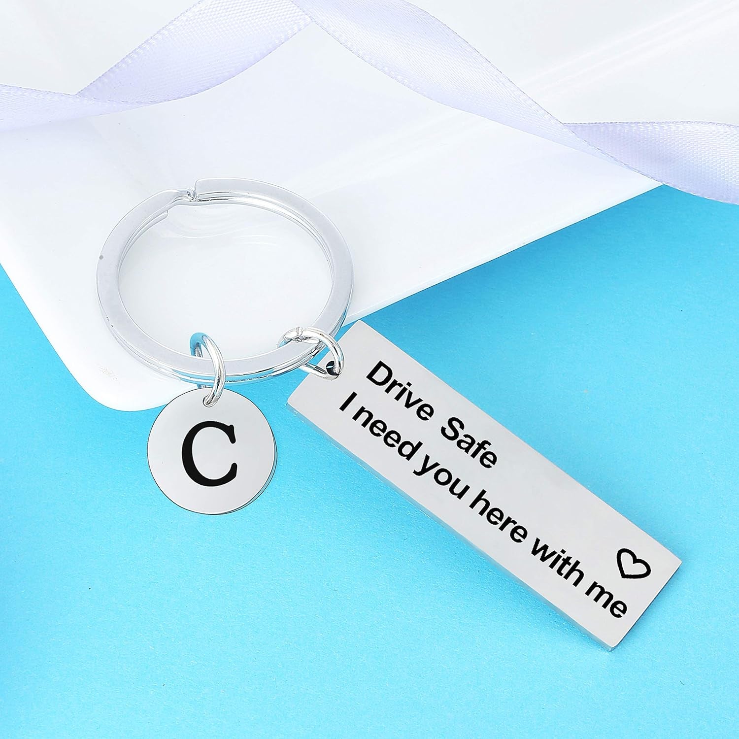 A-Z Initial Drive Safe Keychain Gifts for Husband Dad Boyfriend Gifts Valentines Day Father&