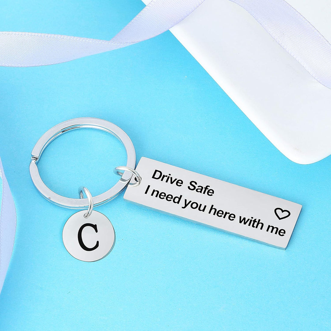 A-Z Initial Drive Safe Keychain Gifts for Husband Dad Boyfriend Gifts Valentines Day Father&
