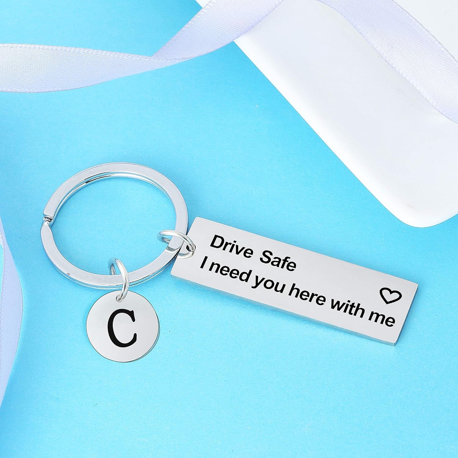 A-Z Initial Drive Safe Keychain Gifts for Husband Dad Boyfriend Gifts Valentines Day Father&