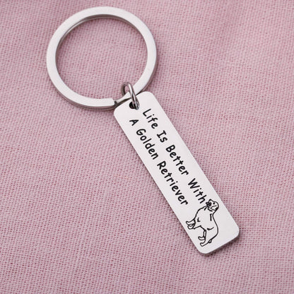 Golden Retriever Lover Gifts Dog Lover Gifts Life Is Better with a Golden Retriever Keychain Pet Jewelry Golden Retriever Dog Mom Dog Dad Gifts Dog Owner Gifts (Silver)