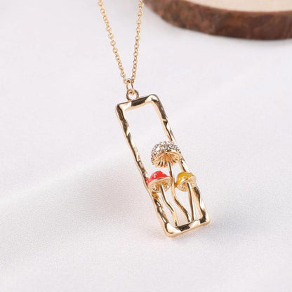 Mushroom Necklace Pendant Sterling Gold Jewelry for Women Teen Girls Charms Clavicle Chain Fashion Jewelry