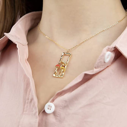 Mushroom Necklace Pendant Sterling Gold Jewelry for Women Teen Girls Charms Clavicle Chain Fashion Jewelry