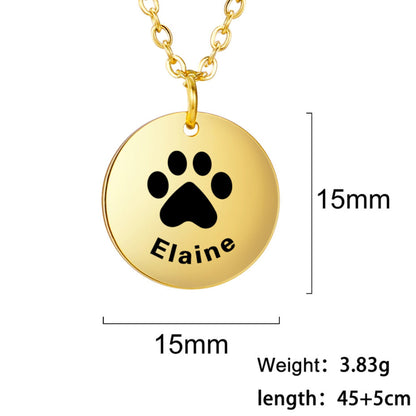 Custom Paw Print Necklace Pet Lover Gift-Personalized Dog Cat Nose Paw Print Jewelry-Engraved Name-Memorial Loss-Animal Adoption