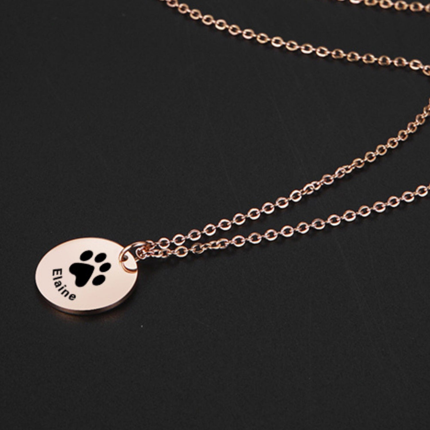 Custom Paw Print Necklace Pet Lover Gift-Personalized Dog Cat Nose Paw Print Jewelry-Engraved Name-Memorial Loss-Animal Adoption