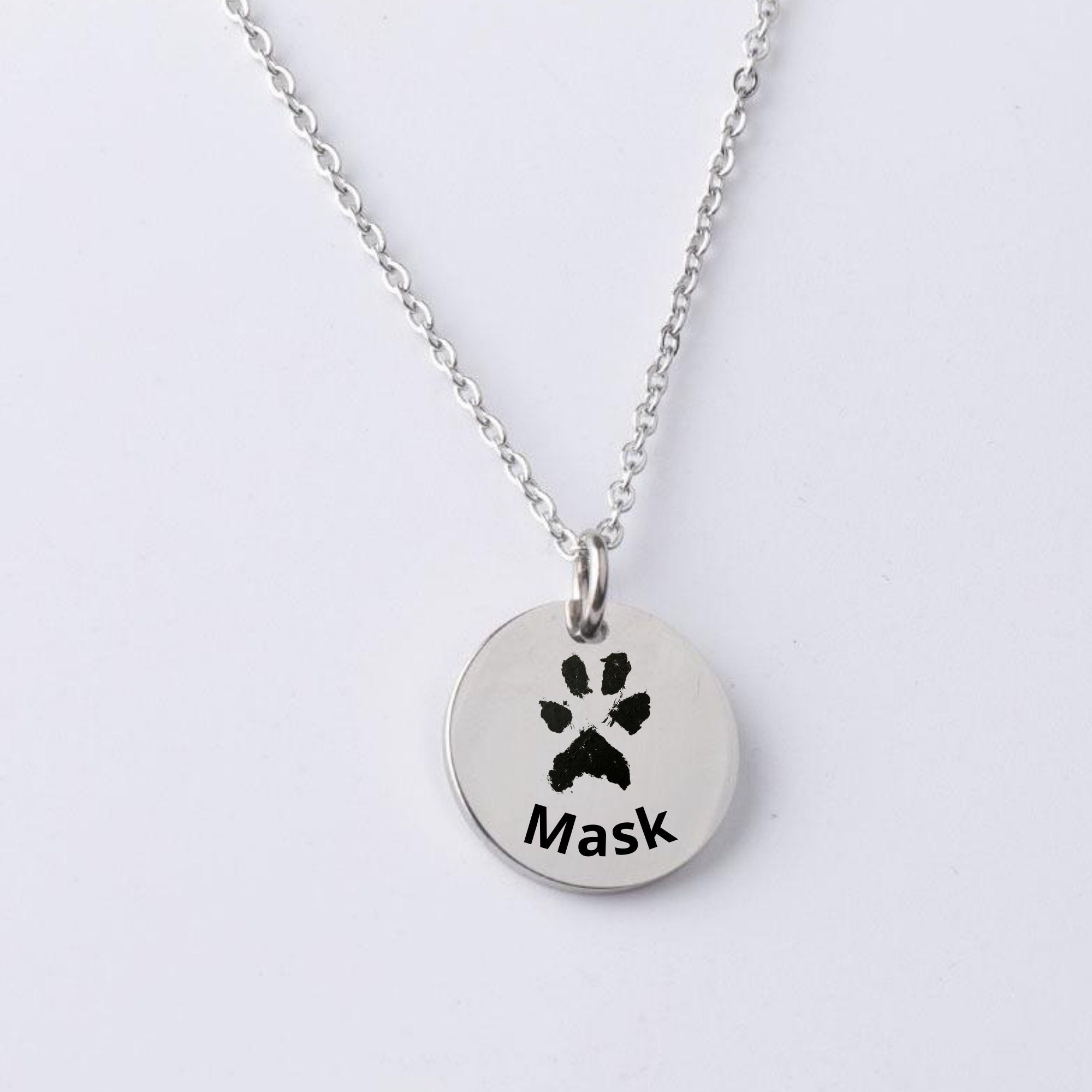 Custom Paw Print Necklace Pet Lover Gift-Personalized Dog Cat Nose Paw Print Jewelry-Engraved Name-Memorial Loss-Animal Adoption