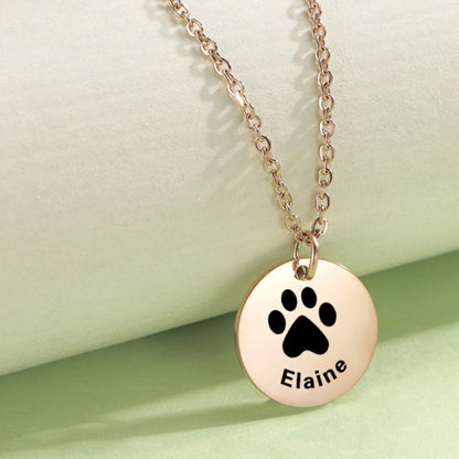 Custom Paw Print Necklace Pet Lover Gift-Personalized Dog Cat Nose Paw Print Jewelry-Engraved Name-Memorial Loss-Animal Adoption