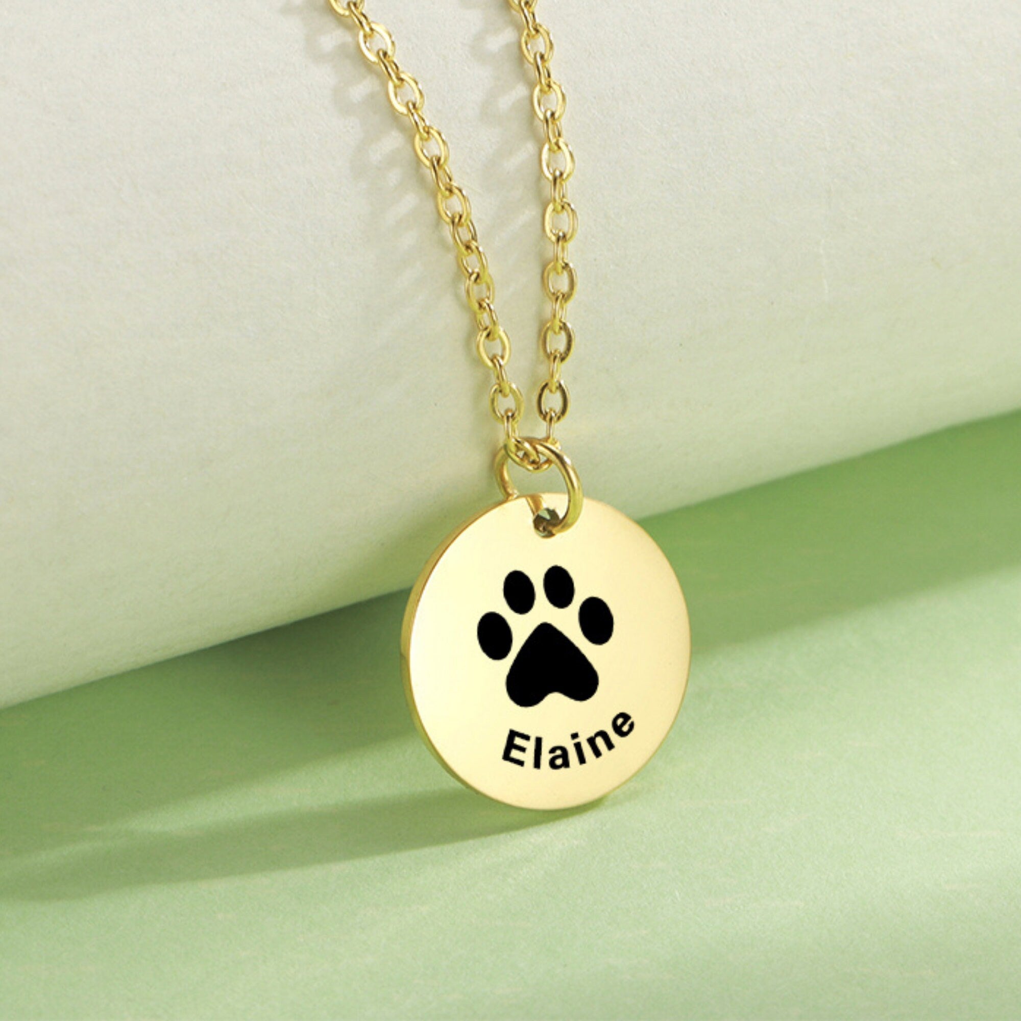 Custom Paw Print Necklace Pet Lover Gift-Personalized Dog Cat Nose Paw Print Jewelry-Engraved Name-Memorial Loss-Animal Adoption