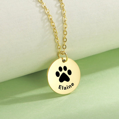 Custom Paw Print Necklace Pet Lover Gift-Personalized Dog Cat Nose Paw Print Jewelry-Engraved Name-Memorial Loss-Animal Adoption