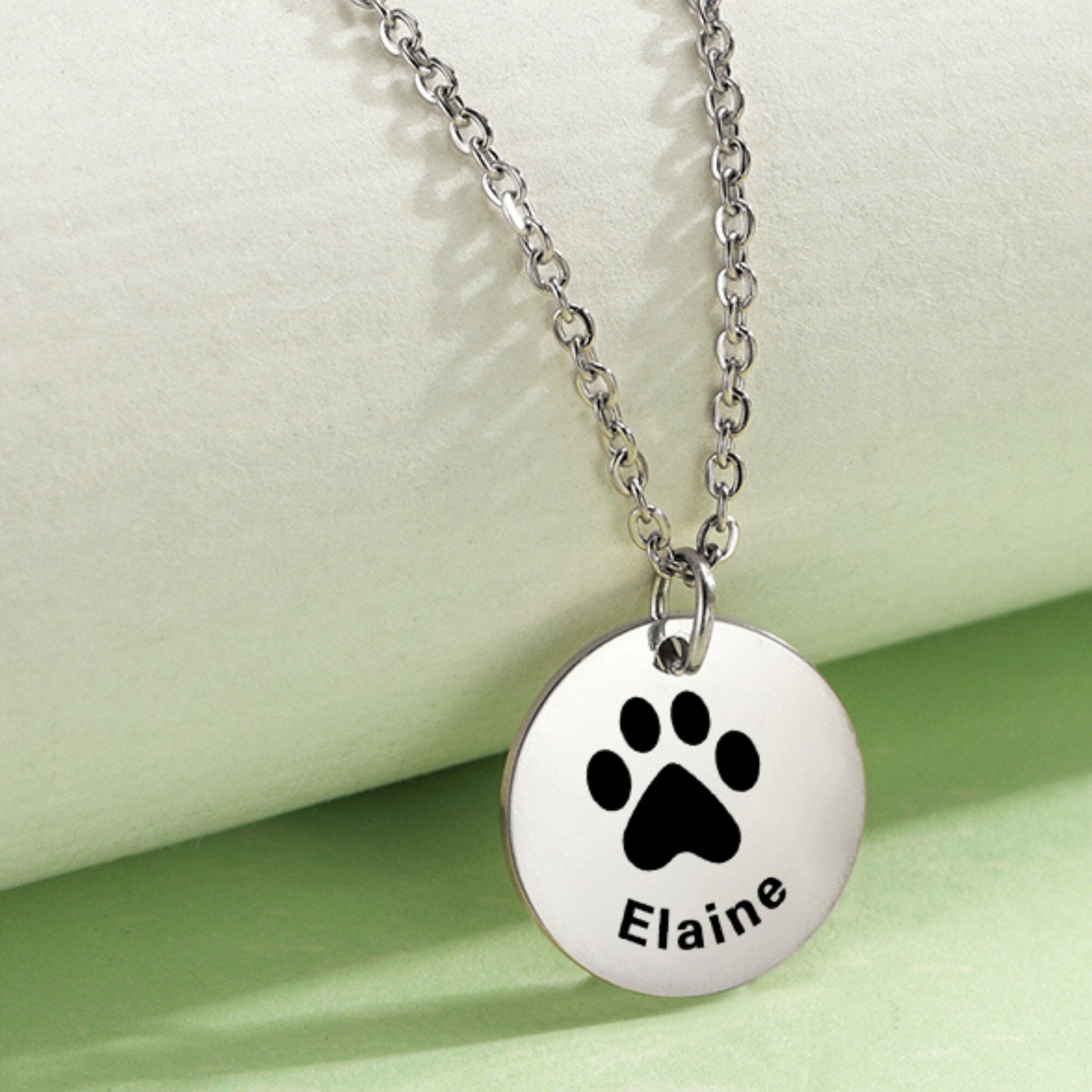 Custom Paw Print Necklace Pet Lover Gift-Personalized Dog Cat Nose Paw Print Jewelry-Engraved Name-Memorial Loss-Animal Adoption