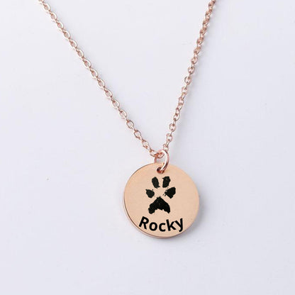 Custom Paw Print Necklace Pet Lover Gift-Personalized Dog Cat Nose Paw Print Jewelry-Engraved Name-Memorial Loss-Animal Adoption