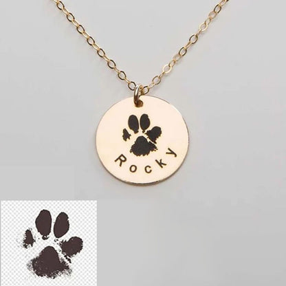 Custom Paw Print Necklace Pet Lover Gift-Personalized Dog Cat Nose Paw Print Jewelry-Engraved Name-Memorial Loss-Animal Adoption