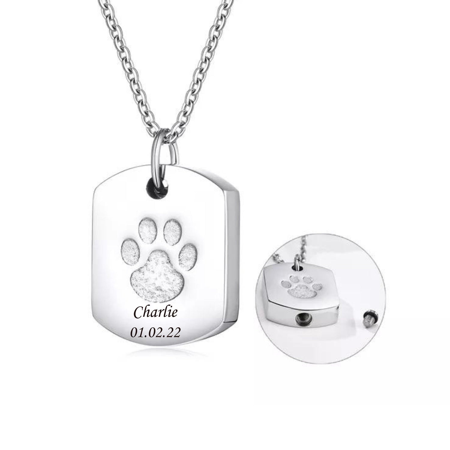 Cremation Jewelry Urn Necklace for Ashes for Pet, Paw Print Memorial Ash Jewelry