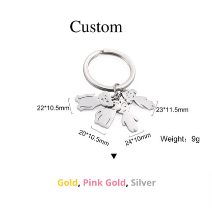 Family Keychain, Personalized Children Charm Keychain, Custom Engrave Boy/Girl Charms, Engraved With Names For Mom And Dad Keychain