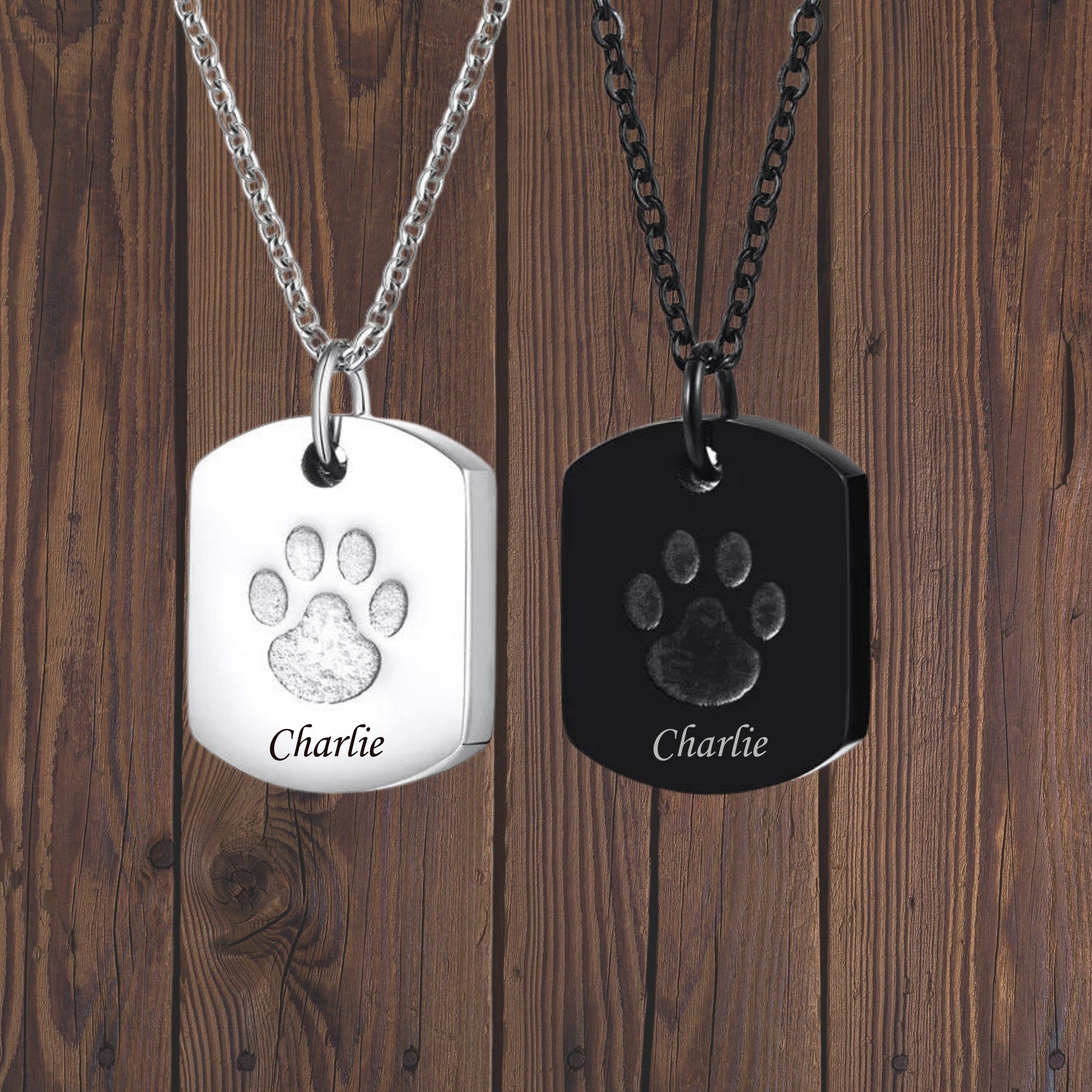 Dog Paw Cremation Necklace Custom Jewelry Stainless Steel Ash Urn Pendant