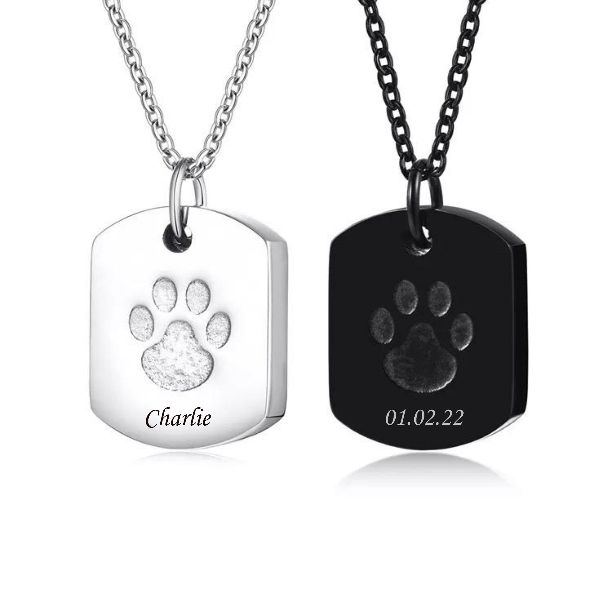 Custom Cremation Jewelry Stainless Steel Dog Paw Ash Urn Pendant Necklace