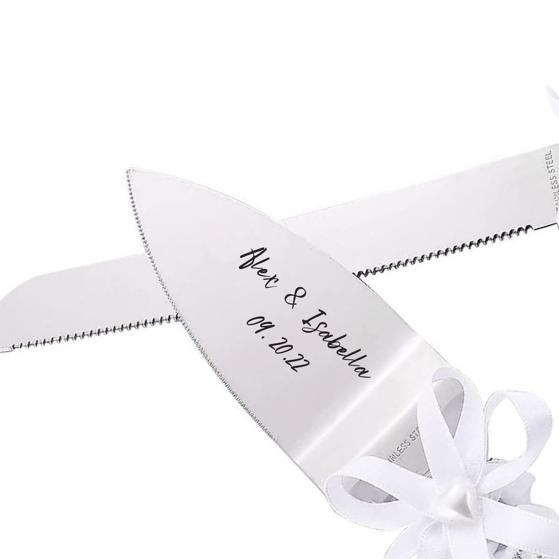 Custom Engraved Personalized Wedding Cake Cutter set Knife Serving Server Knive Minimalist Vintage Modern Bride Groom