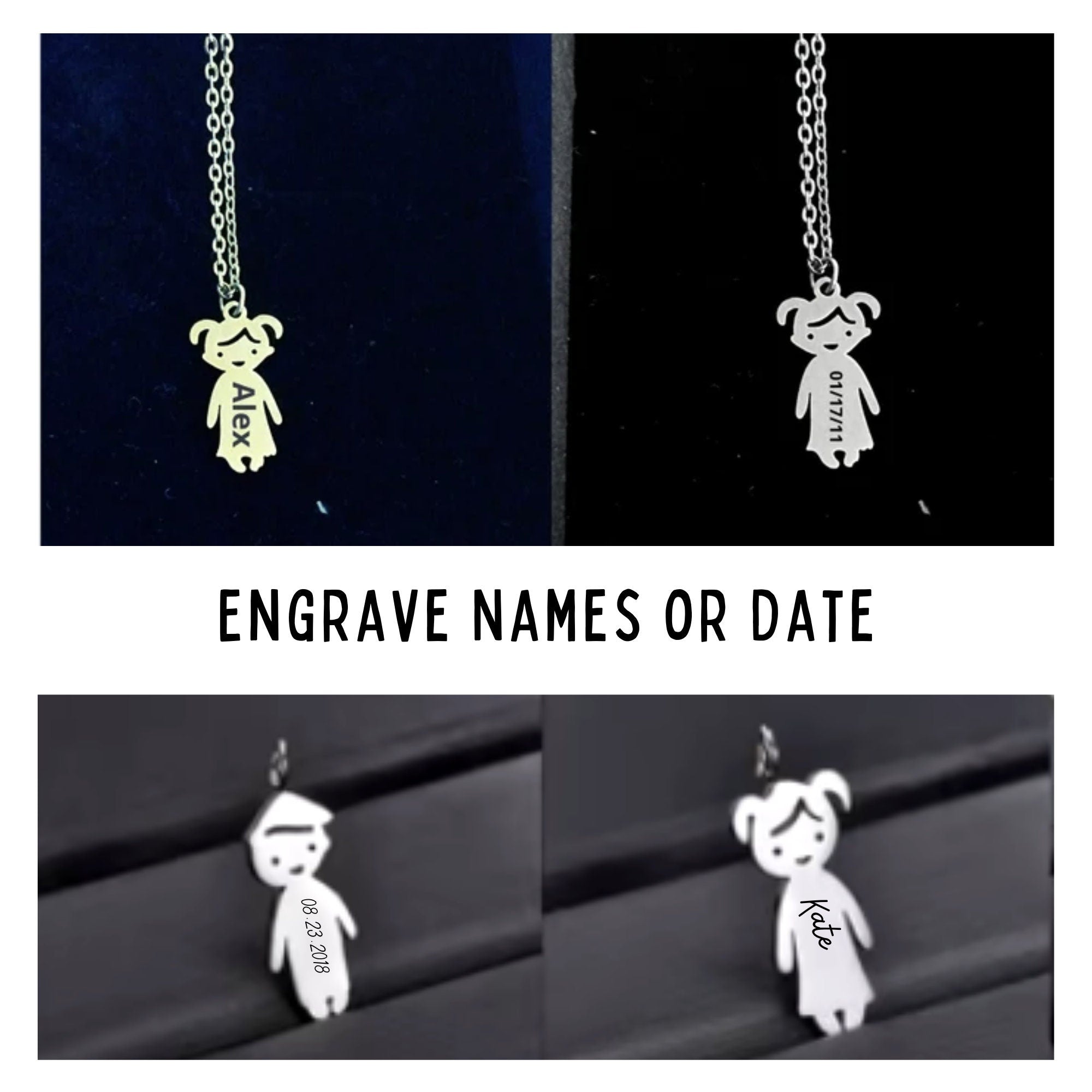 Personalized Child Necklace, Baby Boy Girl Charm, Stainless Steel Name Pendant, Kids Name Necklace,  Baby Name necklace, Gifts for Mom