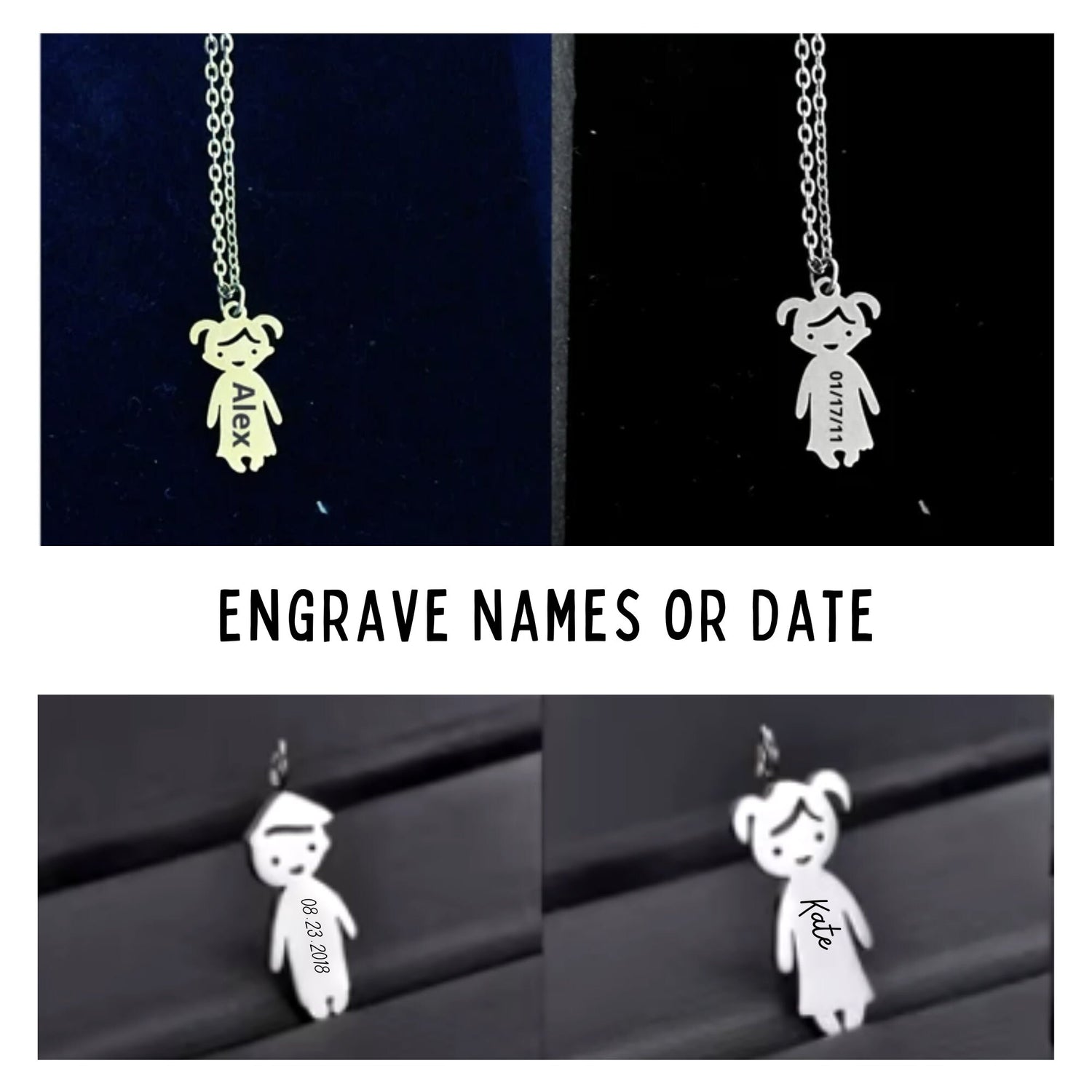 Personalized Child Necklace, Baby Boy Girl Charm, Stainless Steel Name Pendant, Kids Name Necklace,  Baby Name necklace, Gifts for Mom