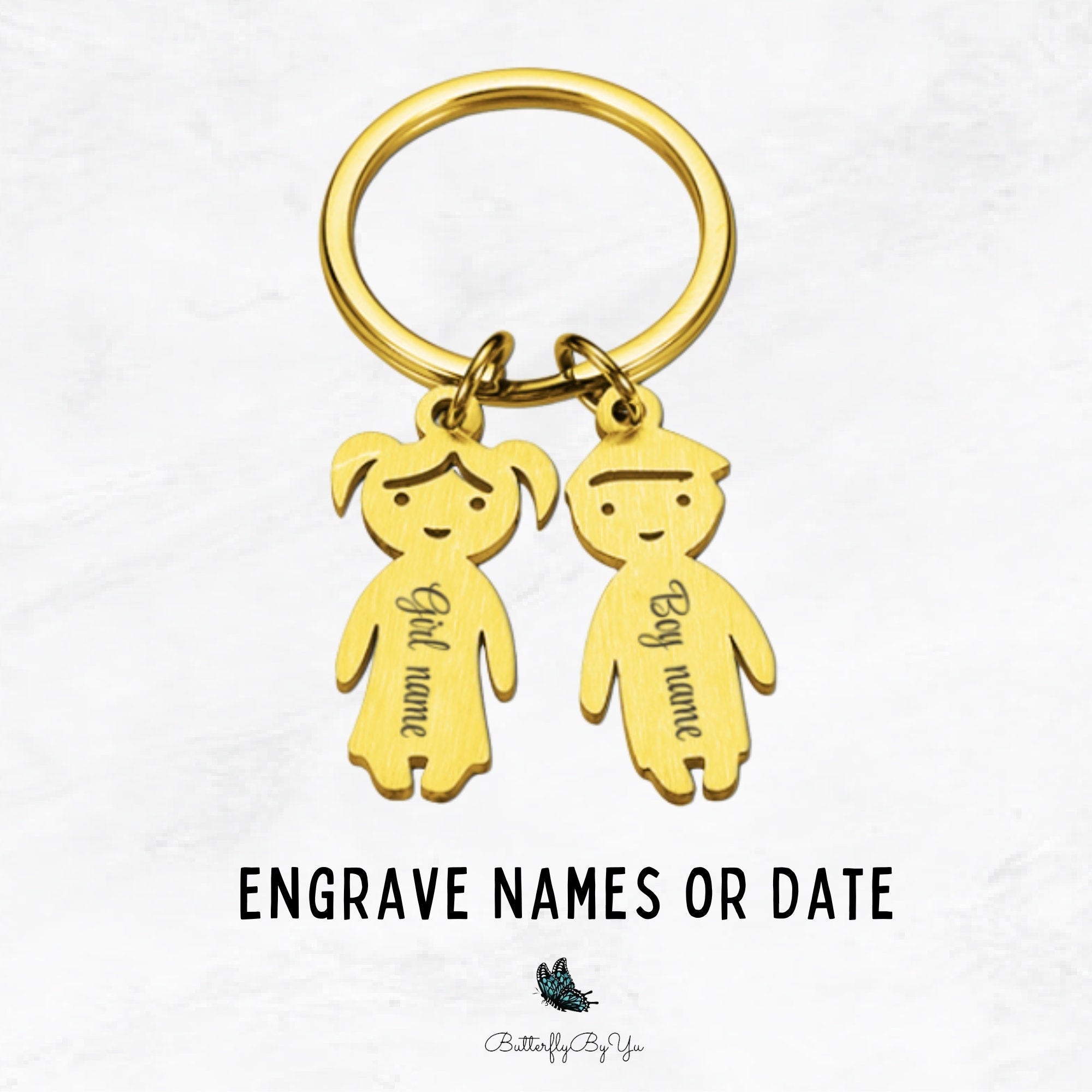 Personalized Family Keychains with Custom Name Charm for Baby, Boy, Girl, Dog, Cat – Engraved and Unique Gift