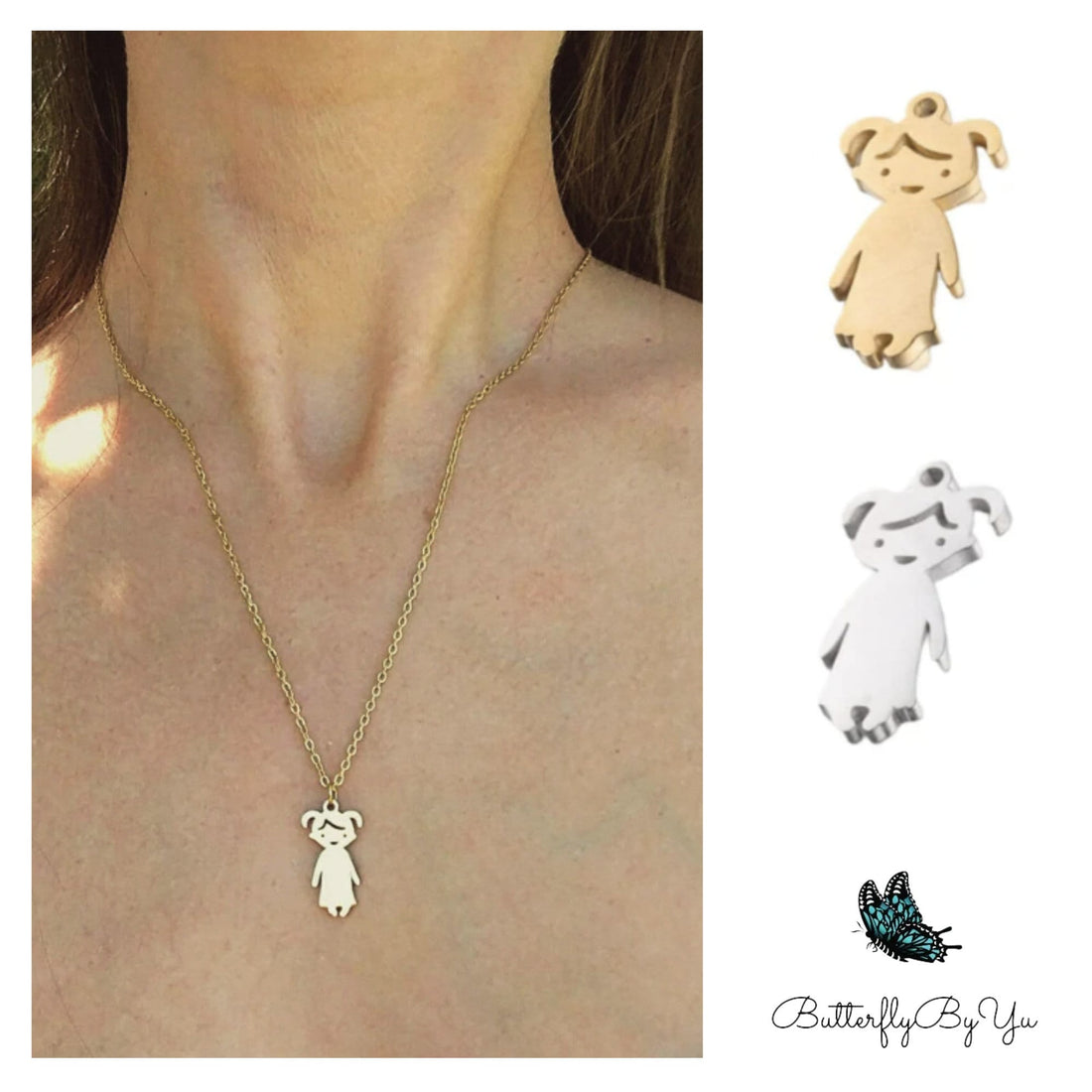 Personalized Child Necklace, Baby Boy Girl Charm, Stainless Steel Name Pendant, Kids Name Necklace, Baby Name necklace, Gifts for Mom