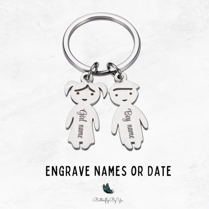 Personalized Family Keychains with Custom Name Charm for Baby, Boy, Girl, Dog, Cat – Engraved and Unique Gift