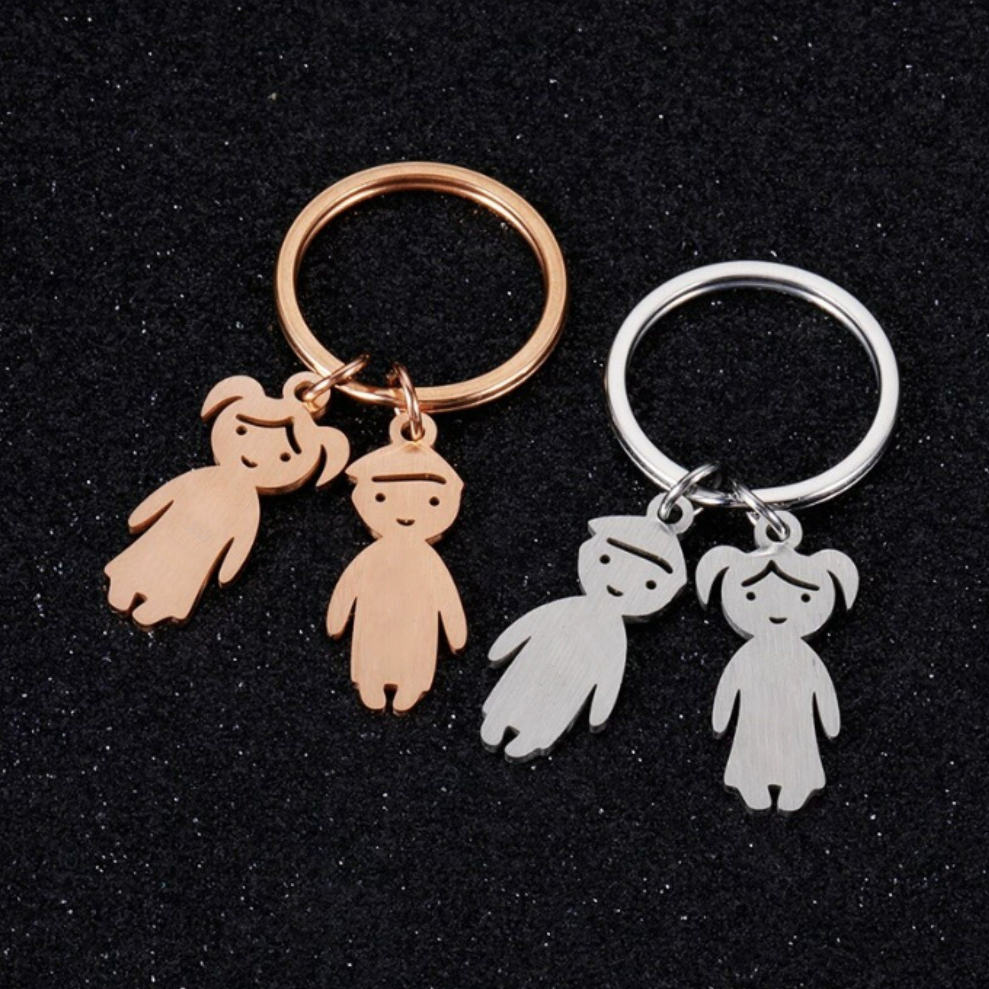 Family Keychain, Personalized Children Charm Keychain, Custom Engrave Boy/Girl Charms, Engraved With Names For Mom And Dad Keychain