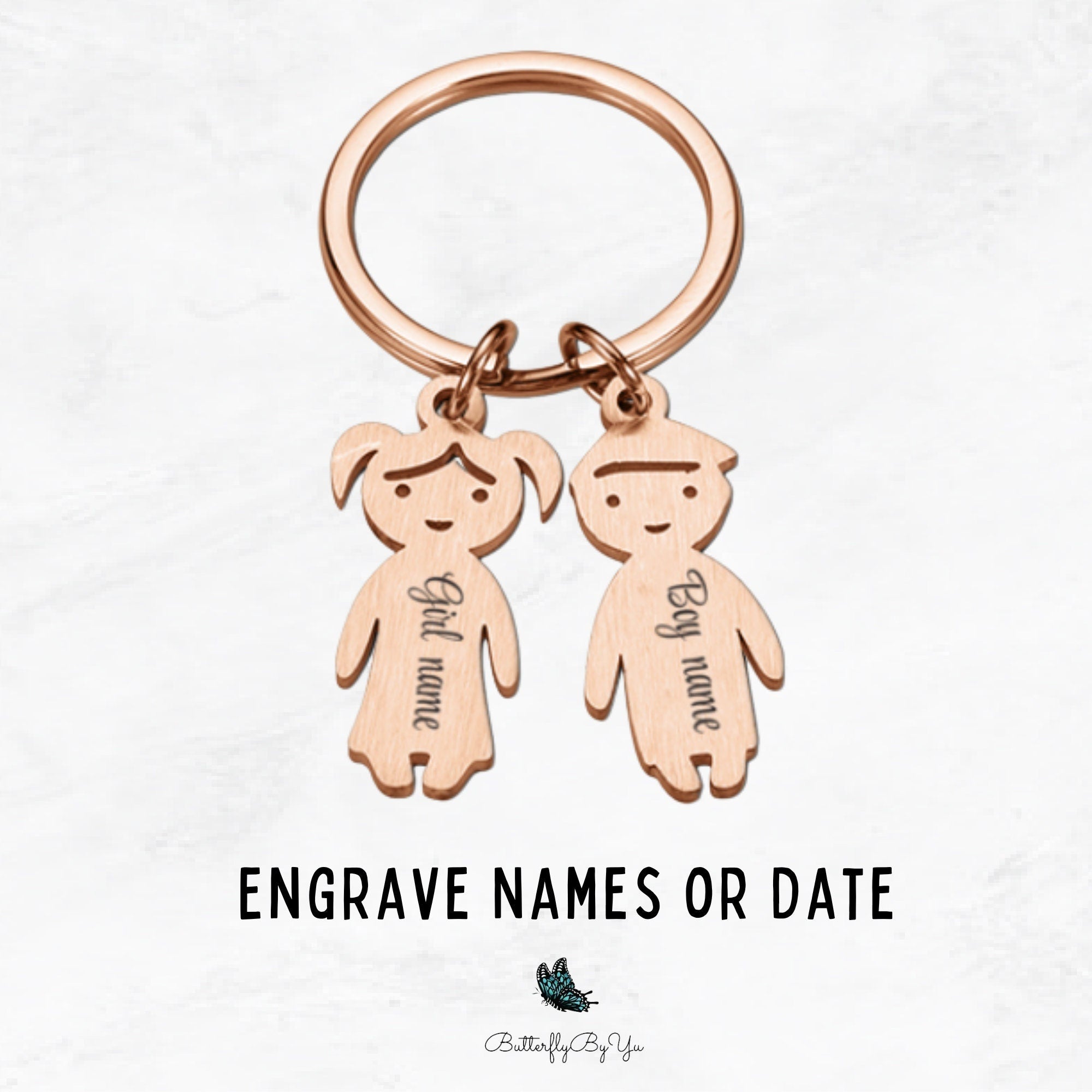 Personalized Family Keychains with Custom Name Charm for Baby, Boy, Girl, Dog, Cat – Engraved and Unique Gift