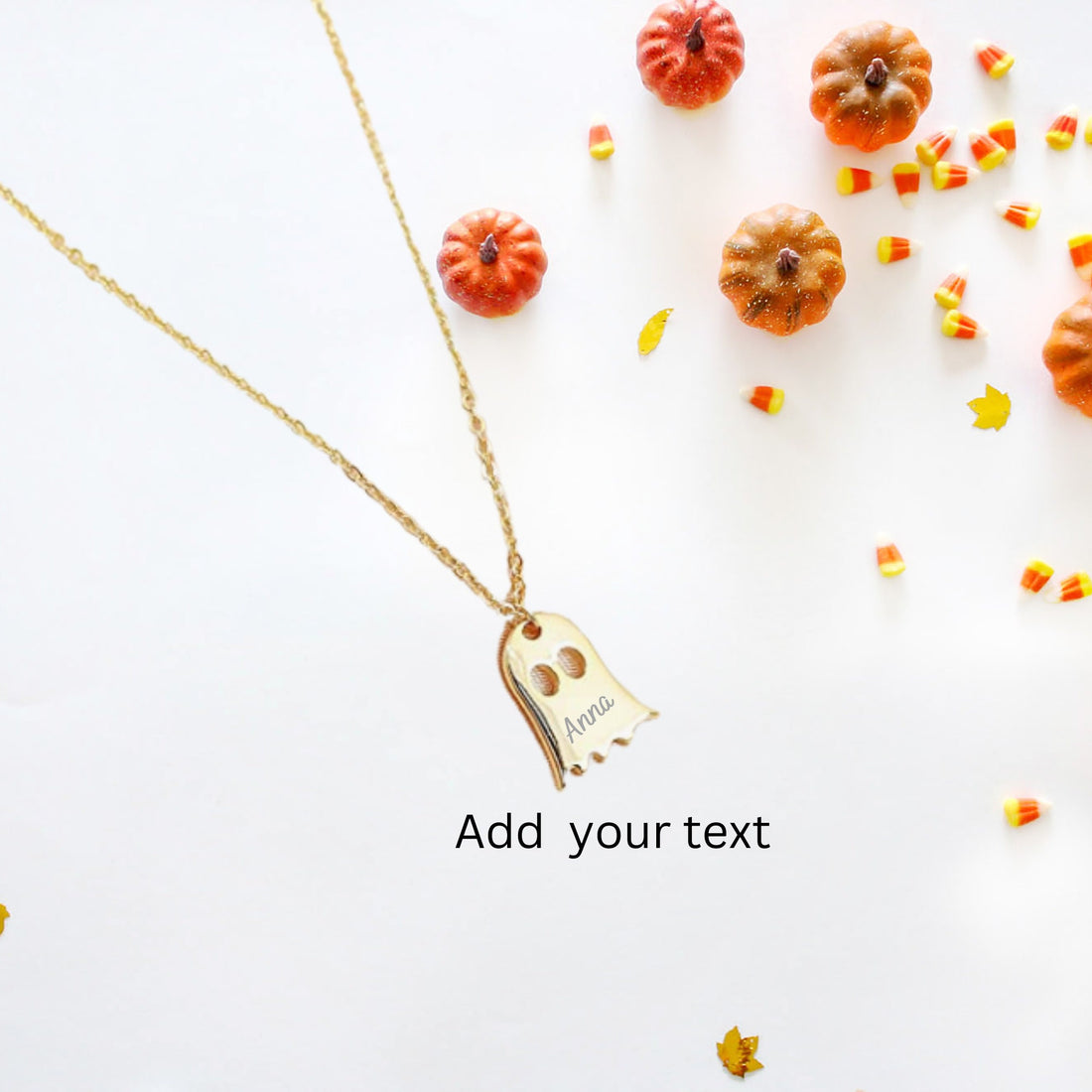 Halloween Necklace, Tiny Ghost Necklace , Halloween Ghost Necklace , Cute Spooky Boo Emoji , Kids Necklace , Gold, Silver, Black, Pink Gold