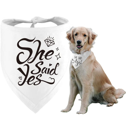 Custom Dog Bandana She Said Yes Engagement Pet Wedding Sign Announcement Marriage Bridal Gift Wedding Outfit For Dog