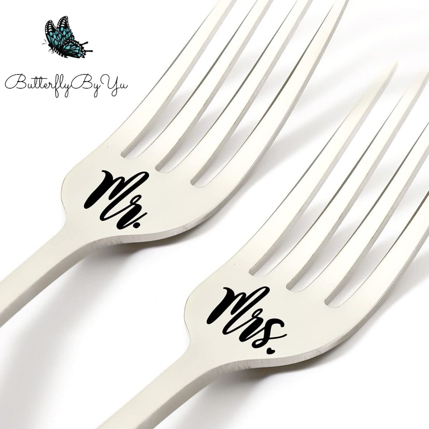 Custom Wedding Day Forks - Engraved - Name Date - Mr. Mrs. - His Hers - Bride Groom - I Do Me Too - Mine Yours - Husband Wife