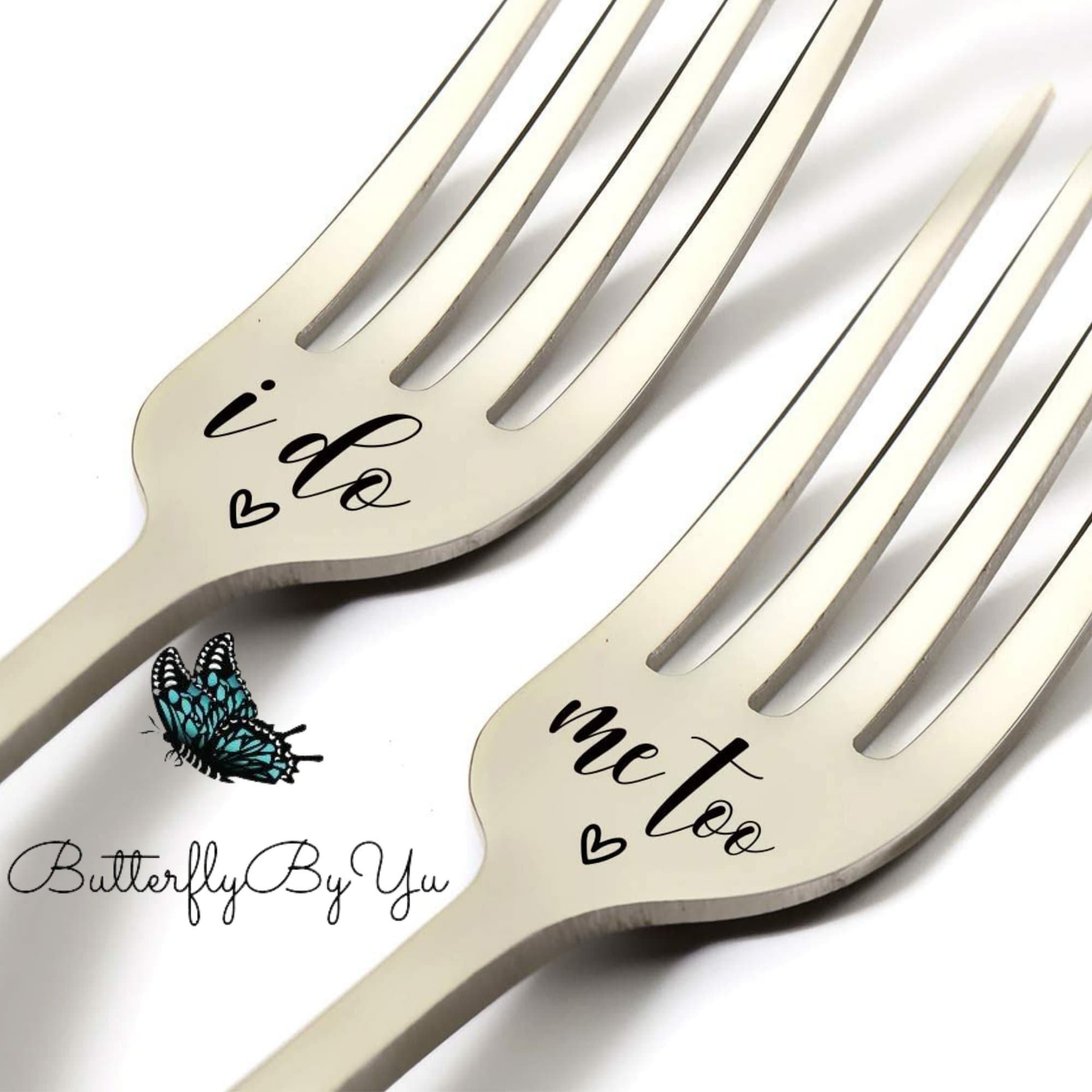 Engraved Wedding Forks, Personalized Anniversary Forks, Personalized Cake Forks, Newlywed Gift, Wedding Gift, Engraved I do me too Forks