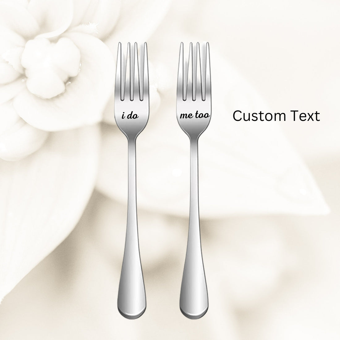 Custom Wedding Day Forks - Engraved - Name Date - Mr. Mrs. - His Hers - Bride Groom - I Do Me Too - Mine Yours - Husband Wife