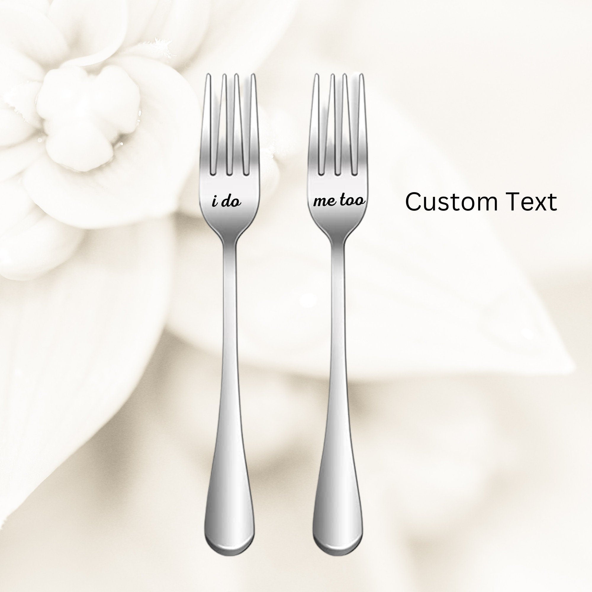 Custom Wedding Day Forks - Engraved - Name Date - Mr. Mrs. - His Hers - Bride Groom - I Do Me Too - Mine Yours - Husband Wife