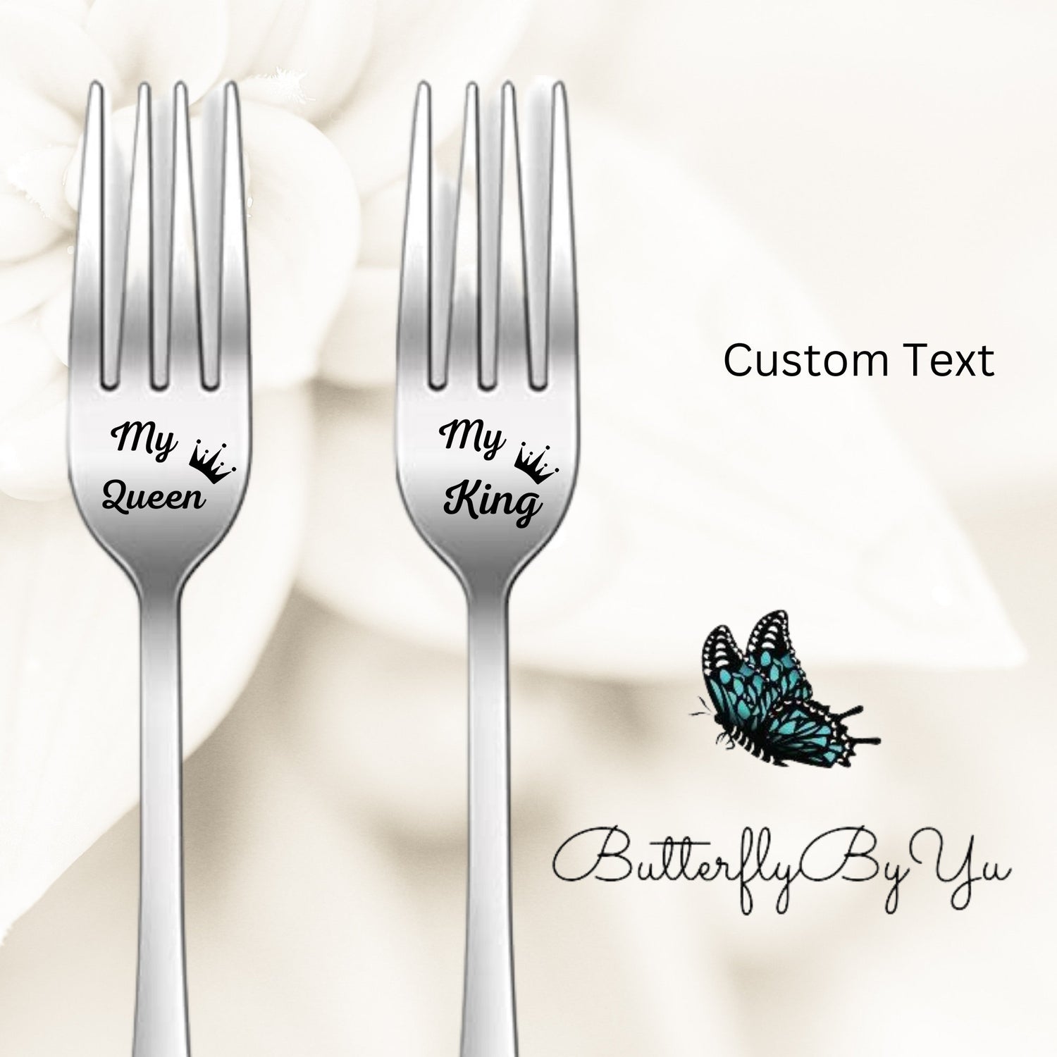 Custom Wedding Day Forks - Engraved - Name Date - Mr. Mrs. - His Hers - Bride Groom - I Do Me Too - Mine Yours - Husband Wife