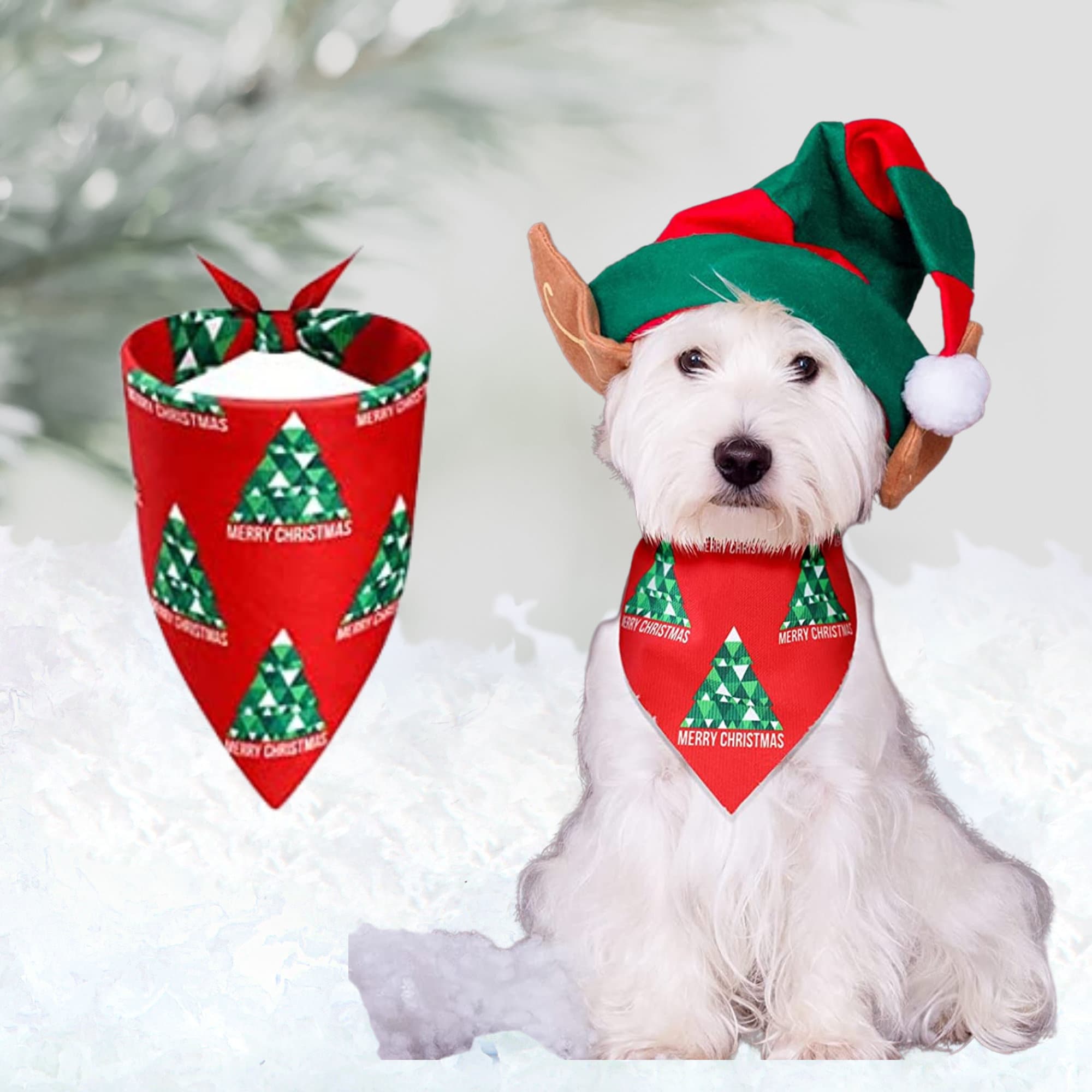 Custom Dog Bandana Outfit For Dog Christmas Dog Bandana Red Green Tie On Dog Scarf Dog Bandana