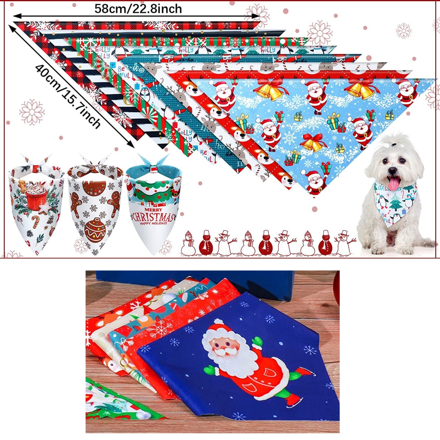 Custom Dog Bandana Outfit For Dog Christmas Dog Bandana Red Green Tie On Dog Scarf Dog Bandana