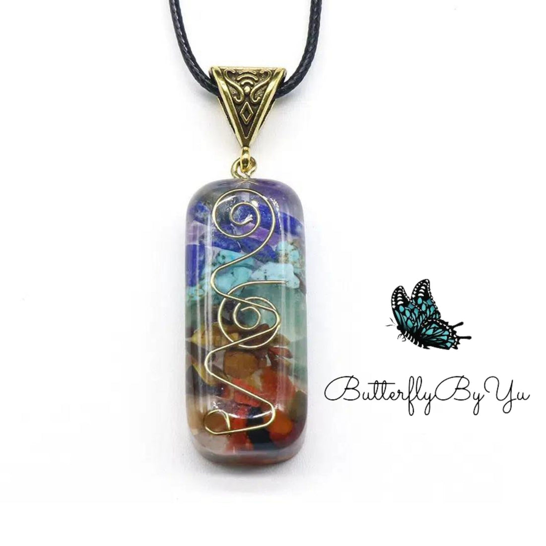 7 Chakra Orgone Necklace Yoga Necklace Gemstone